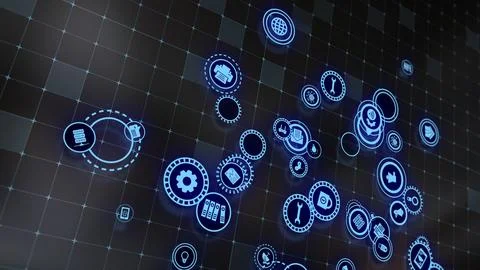 3D rendering the concept of cloud technologies and server data processing Illustrazione stock