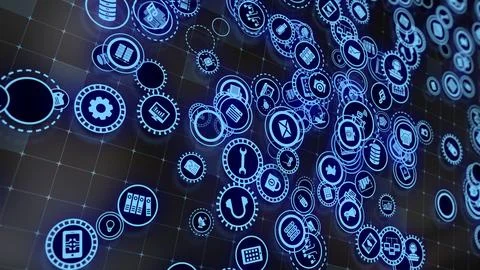 3D rendering the concept of cloud technologies and server data processing Stock Illustration