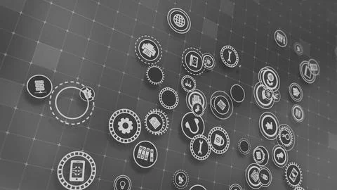 3D rendering the concept of cloud technologies and server data processing Stock Illustration