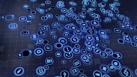 3D rendering the concept of cloud technologies and server data processing Stock Illustration