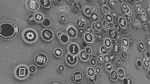 3D rendering the concept of cloud technologies and server data processing Illustrazione stock