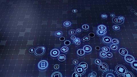 3D rendering the concept of cloud technologies and server data processing Illustrazione stock