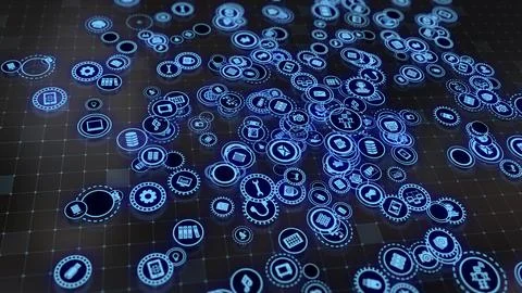 3D rendering the concept of cloud technologies and server data processing Stock Illustration