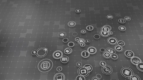 3D rendering the concept of cloud technologies and server data processing Stock Illustration