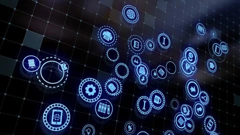 3D rendering the concept of cloud technologies and server data processing Stock Illustration