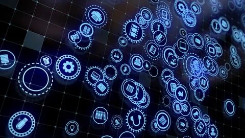 3D rendering the concept of cloud technologies and server data processing Illustrazione stock