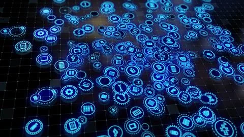 3D rendering the concept of cloud technologies and server data processing Stock Illustration