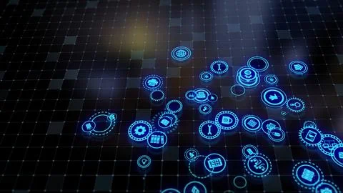 3D rendering the concept of cloud technologies and server data processing Stock Illustration