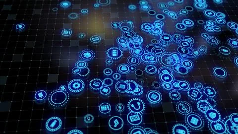 3D rendering the concept of cloud technologies and server data processing Stock Illustration