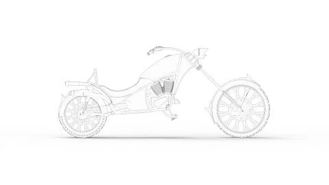 3d rendering of a concept cruising motorcycle isolated in white studio Stock Illustration