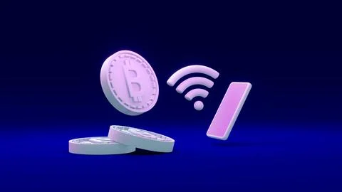 3D Rendering concept of Decentralized finance, cryptocurrency: coins with B.. Stock Illustration