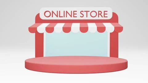 3D Rendering concept of digital marketing concept. Minimal convenience stor.. Stock Illustration