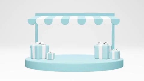 3D Rendering concept of digital marketing concept. Minimal convenience stor.. Ilustración de archivo