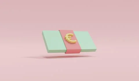 3d Rendering concept of Euro currency money finance. Cartoon style in paste.. Stock Illustration