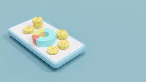 3D Rendering concept of financial management: stack of "$" coins sitting on.. Illustrazione stock