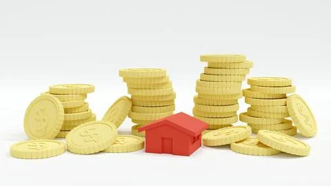 3D Rendering concept of Financial, money investment in REITS: stack of coin.. Stock Illustration