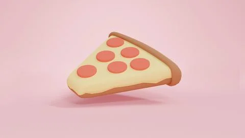 3D Rendering concept of food. 3d render of a slide of pizza. Иллюстрация