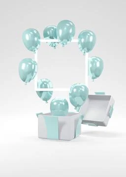 3D Rendering concept of gender reveal, baby shower, birthday party. Realist.. Stock Illustration