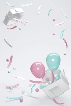 3D Rendering concept of gender reveal, wedding, baby shower, birthday party.. Stock Illustration