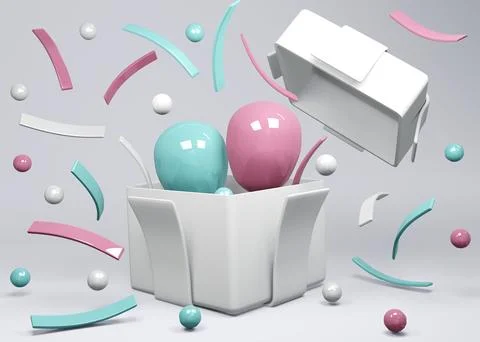 3D Rendering concept of gender reveal, wedding, birthday banner. Realistic .. Stock Illustration