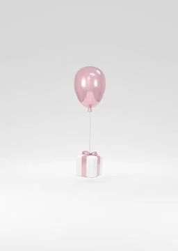 3D Rendering concept of gender reveal, wedding, birthday. Realistic pastel .. Stock Illustration