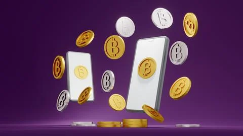 3D Rendering concept of golden coins with B on the coins that referring to .. Stock Illustration