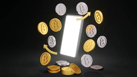 3D Rendering concept of golden coins with B on the coins that referring to .. Stock Illustration