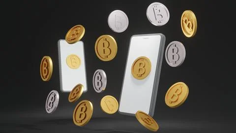3D Rendering concept of golden coins with B on the coins that referring to .. Stock Illustration