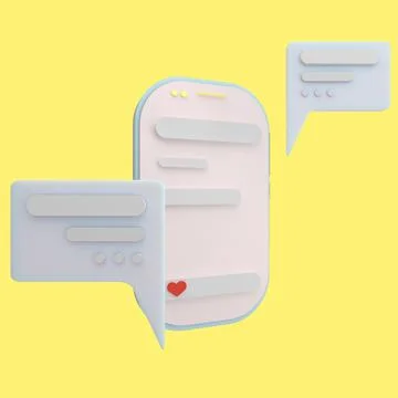 3d rendering concept mobile chat application on smartphone with blank text bo Stock Illustration