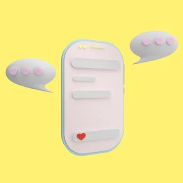 3d rendering concept mobile chat application on smartphone with blank text bo Stock Illustration