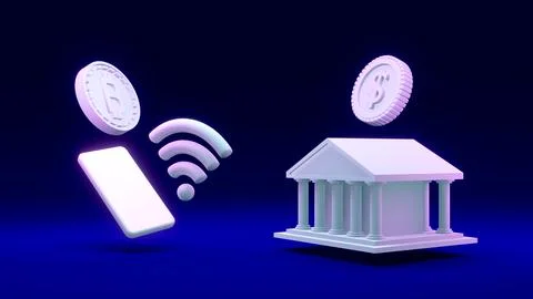 3D Rendering concept of money coins with B as referring to bitcoin blockcha.. Stock Illustration