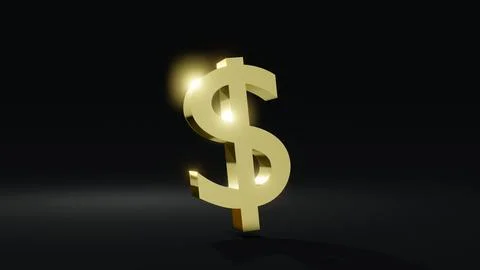 3D Rendering concept of money, financial: golden "$" on background. 3D rend.. Stock Illustration