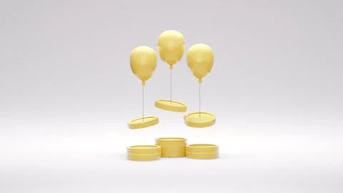 3D Rendering concept of money inflation concept, money spending. Coins are .. Stock Illustration
