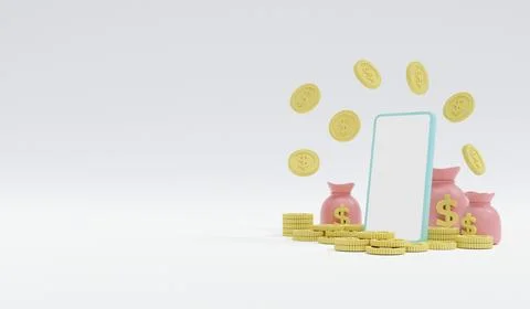 3D Rendering concept of money online, financial services, investment. Paste.. Stock Illustration