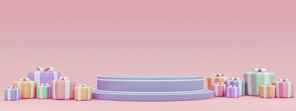 3d Rendering concept of online shopping, marketing, e-commerce. Blank podiu.. Illustration