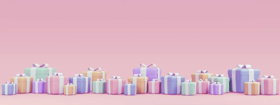 3d Rendering concept of online shopping, marketing, e-commerce banner. A lo.. Stock Illustration