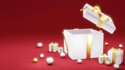 3D Rendering concept of opened gift box showing empty space inside with sma.. 库存插图
