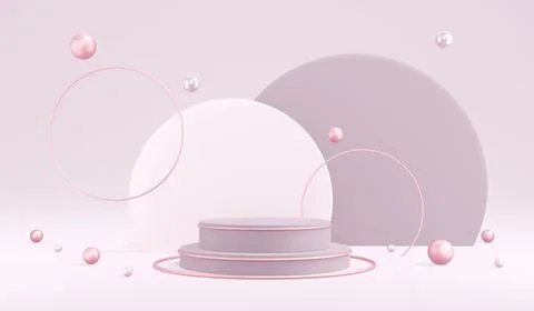3D rendering concept of podium. Product presentation. Soft pink geometric e.. Stock Illustration
