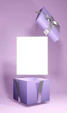 3D rendering concept of a present box opens up to show a blank paper for co.. Stock-Illustration