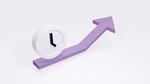 3D Rendering concept of time management: a clock icon and an arrow pointing.. 스톡 일러스트