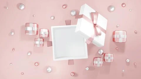 3D Rendering concept of top view of an opened gift box showing empty space .. 库存插图