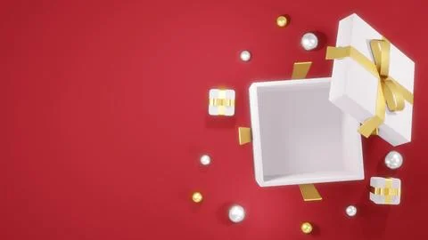3D Rendering concept of top view of an opened gift box showing empty space .. 스톡 일러스트