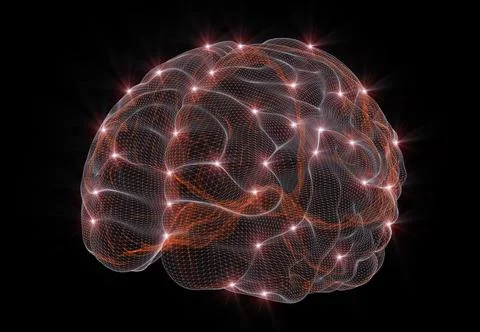 3D rendering of a conceptual image representing neural networks in AI Stock Illustration