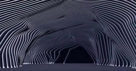 3d rendering. Concrete construction. A long corridor with holes on the sides Stock Illustration