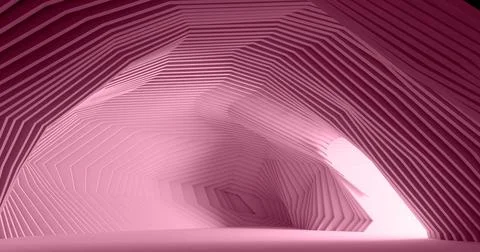 3d rendering. Concrete construction. A long corridor with holes on the sides Stock Illustration