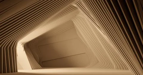 3d rendering. Concrete construction. A long corridor with holes on the sides Stock Illustration