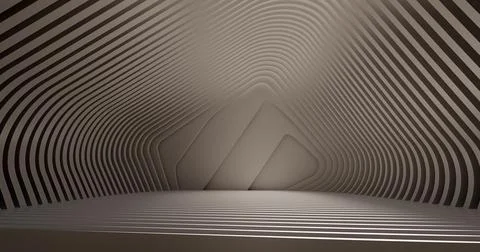 3d rendering. Concrete construction. A long corridor with holes on the sides Stock Illustration