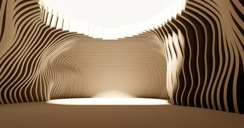 3d rendering. Concrete construction. A long corridor with holes on the sides Stock Illustration