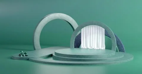 3d rendering of concrete podium. Stock Illustration