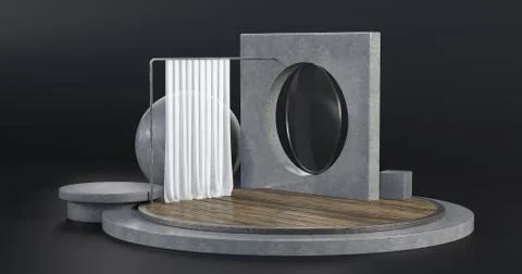 3d rendering of concrete podium. Stock Illustration